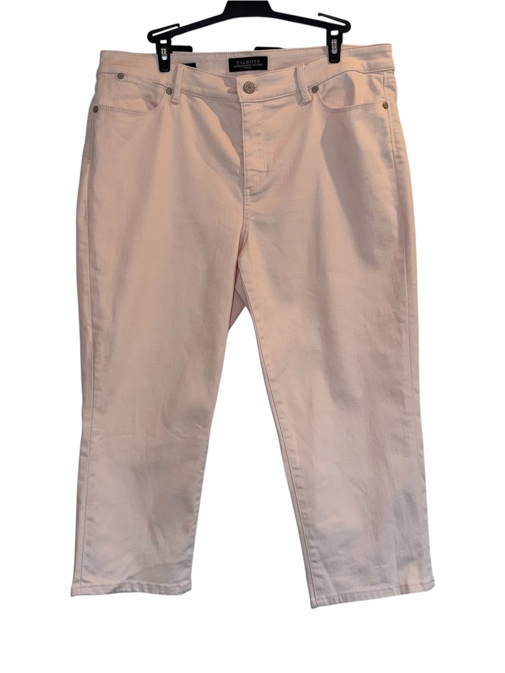 Talbots Flawless 5 Pocket Crop Jeans 14P Pink Blush Petite Quiet Luxury GUC